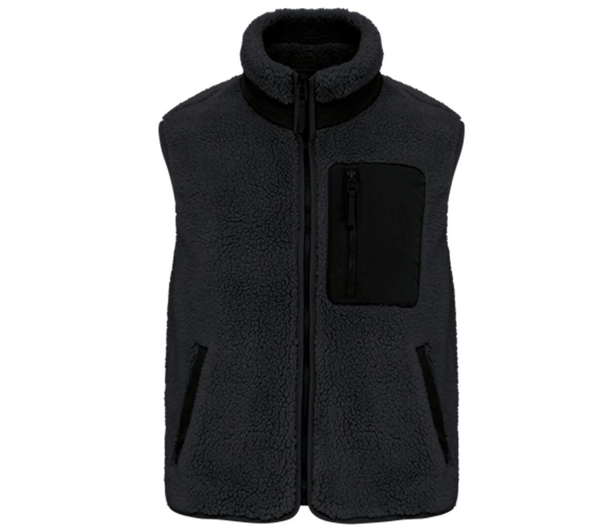 Bodywarmer en sherpa - Unisexe - PAT624 - noir-1