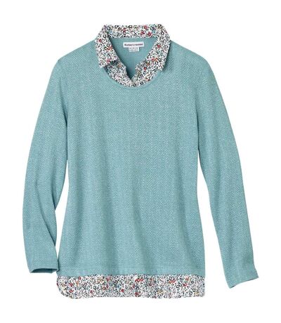 Pull femme turquoise vif Atlas for Women