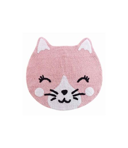 Tapis Rond Enfant Déco Chaton 90cm Rose