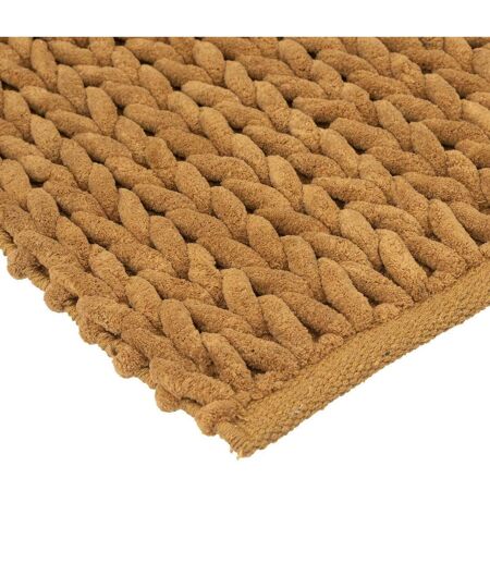 Tapis de Salle de Bain Tissé Épais 50x120cm Moutarde