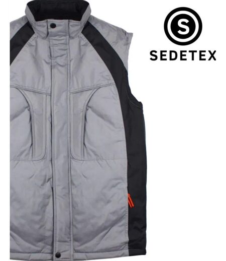 SEDETEX SH1138G — Gilet sans manches gris et noir : protection imperméable et visibilité accrue
