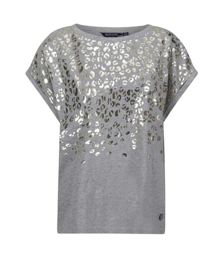 Regatta Womens/Ladies Roselynn Leopard Print Marl T-Shirt (Paloma Grey) - UTRG9436