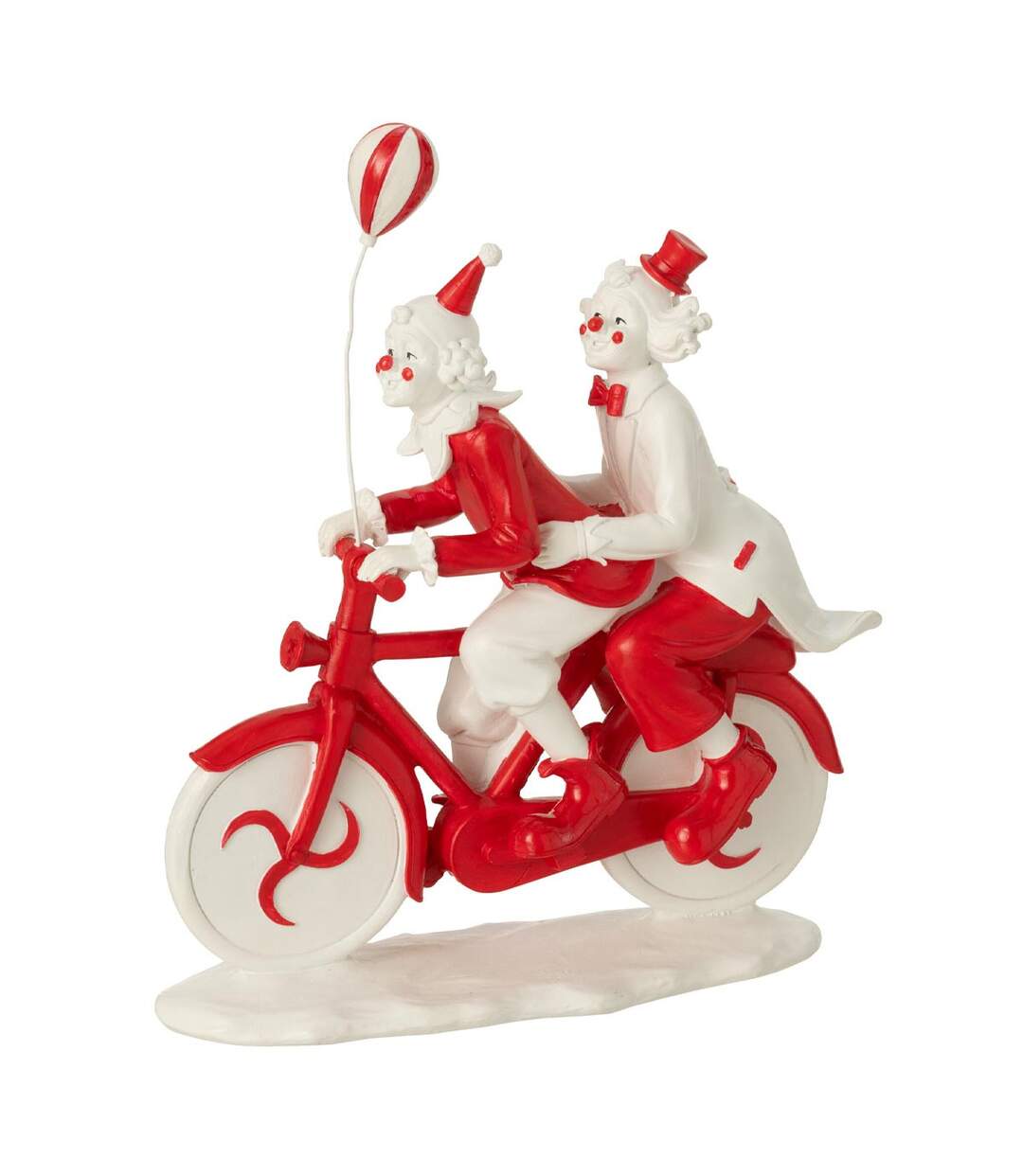 Statuette Clowns Vélo 26cm Blanc & Rouge-1