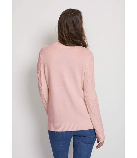 Pull chaud court col montant torsades