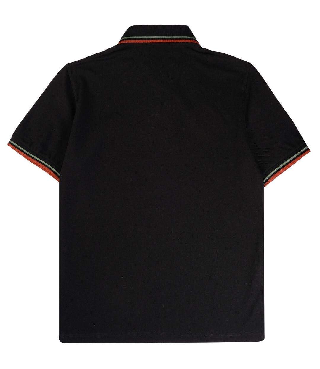 Polo Motif/style Col À Double Rayure Homme Noir Fred Perry-3