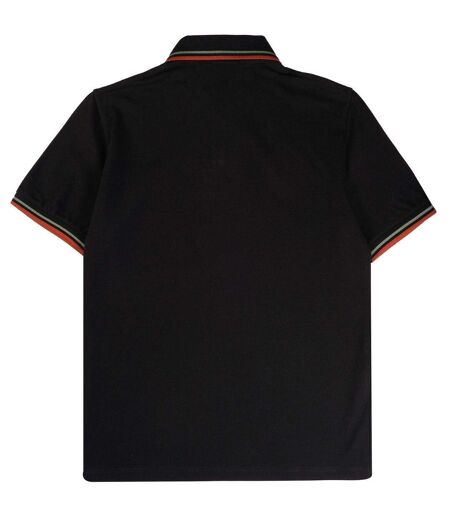 Polo Motif/style Col À Double Rayure Homme Noir Fred Perry