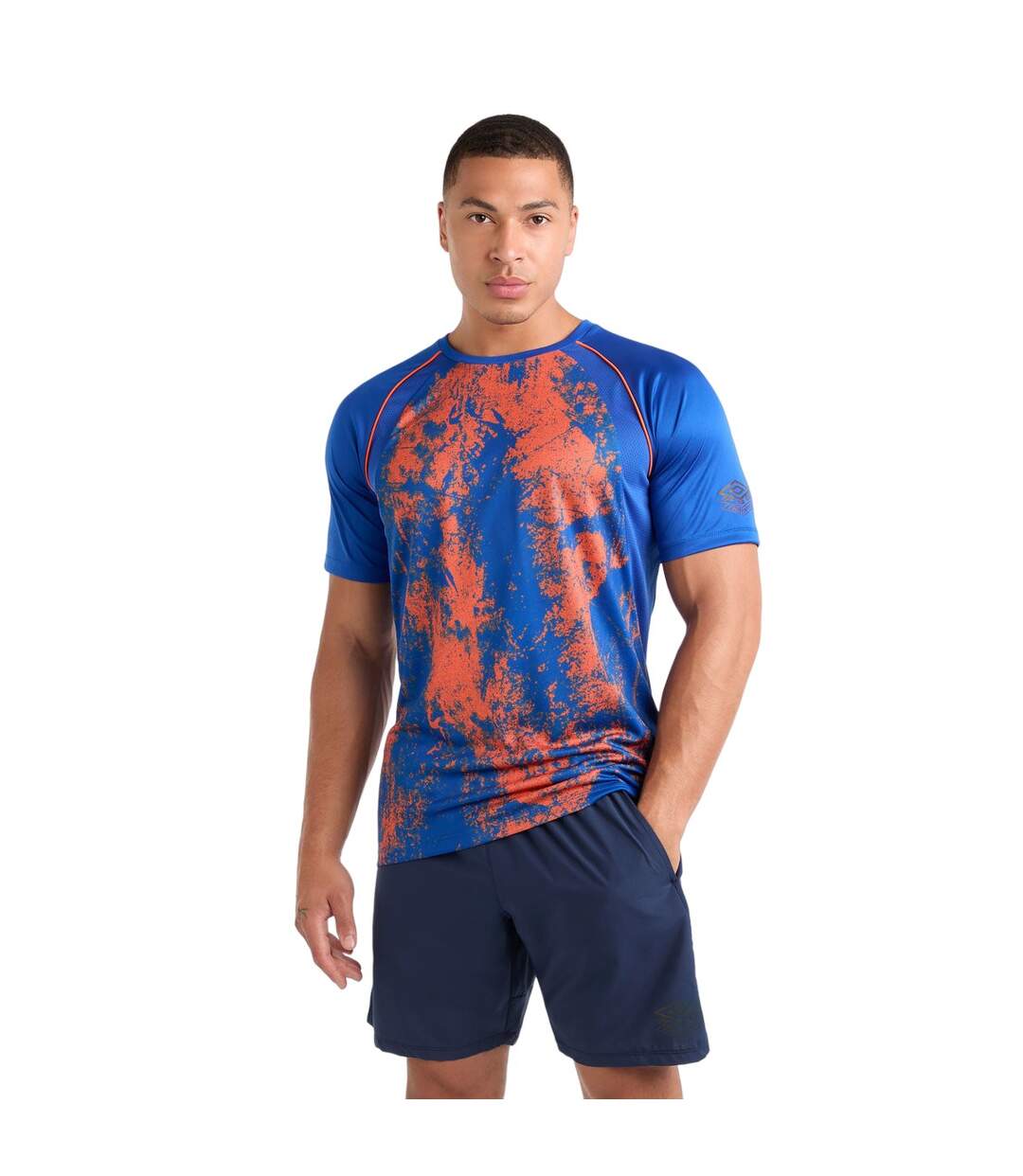 Mens pro elite graphic print training jersey deep surf/vermillion orange Umbro-3