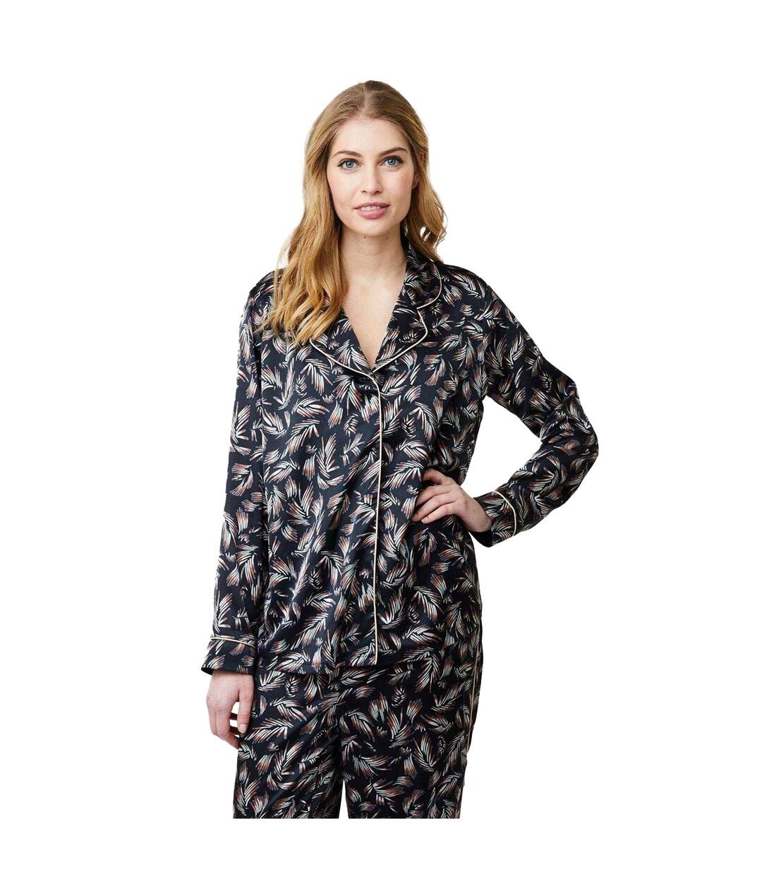 Haut De Pyjama Motif/style Imprimé Feuille Josephine Femme Noir CCDK Copenhagen-1