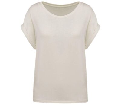 T-shirt écoresponsable manches à revers - Femme - PAT309 - beige ivoire