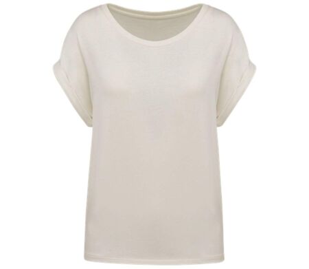 T-shirt écoresponsable manches à revers - Femme - PAT309 - beige ivoire