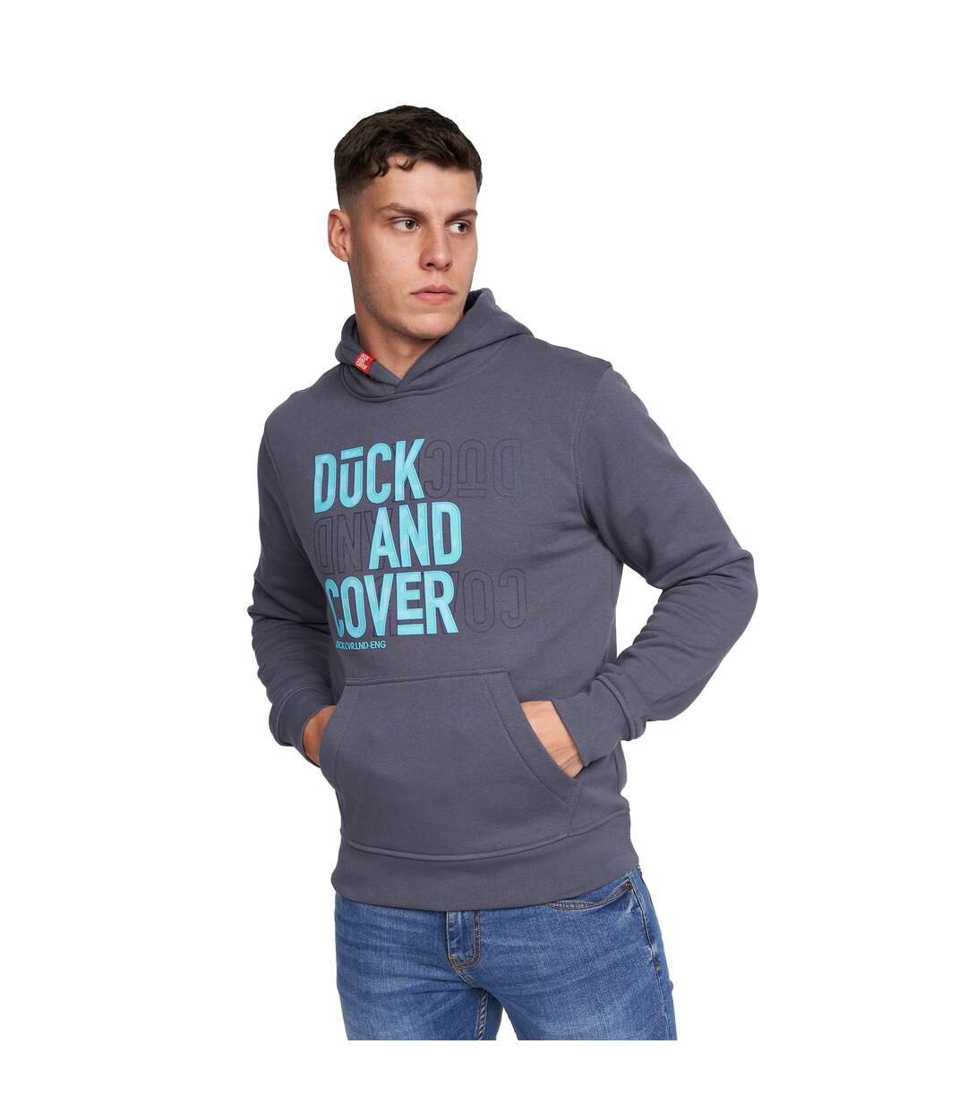 Mens pecklar hoodie navy Duck and Cover