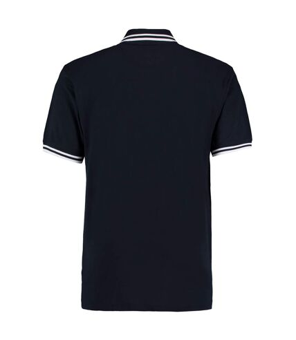 Kustom Kit Mens Tipped Piqué Short Sleeve Polo Shirt (Navy/White)