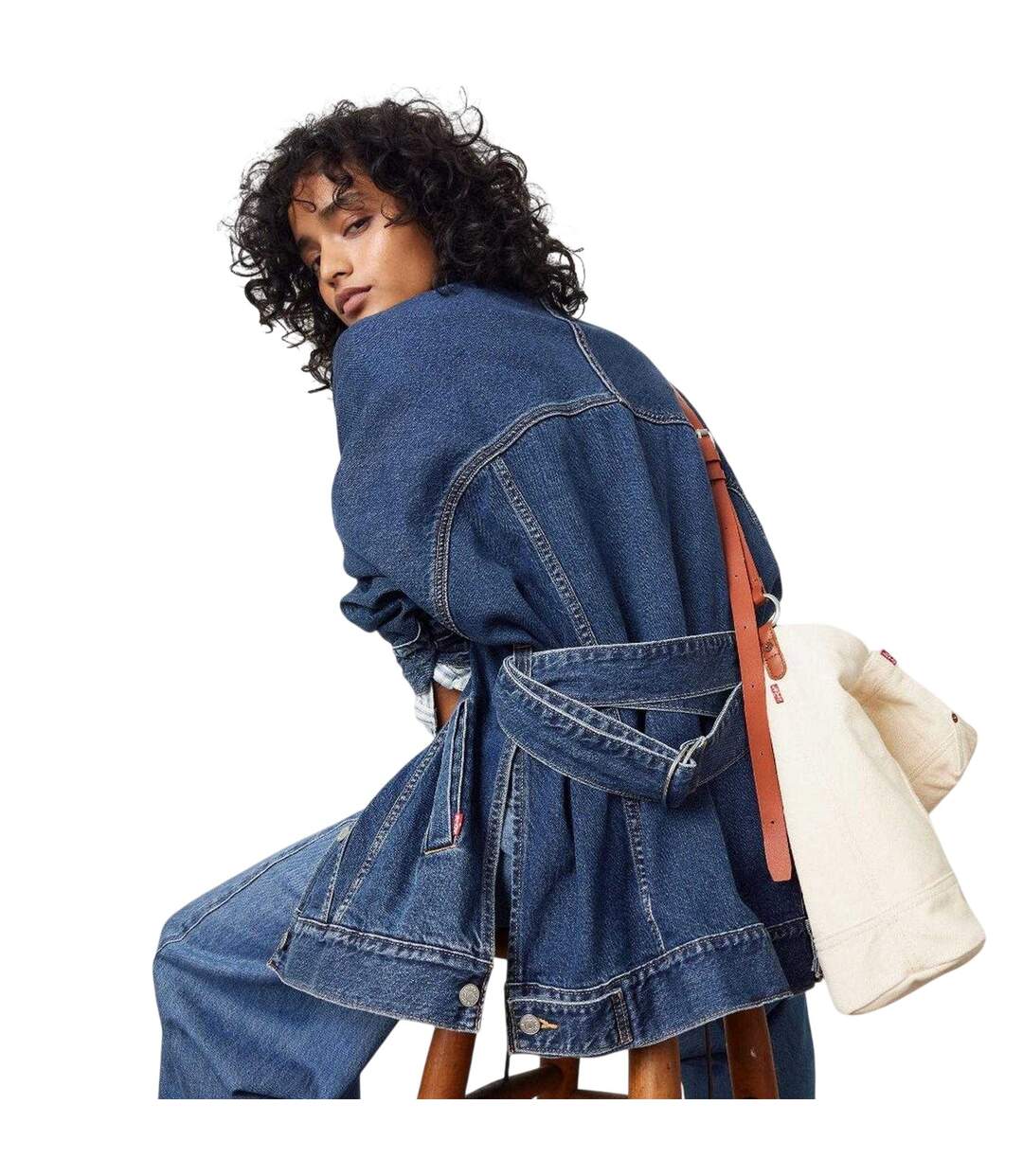 Womens/ladies Denim Flap Pocket Trucker Jacket Denim Levis-4
