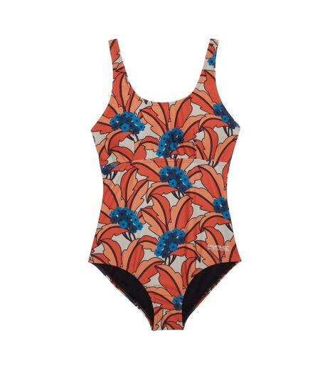 Womens/ladies Orla Kiely Tropical One Piece Swimsuit Orange Regatta
