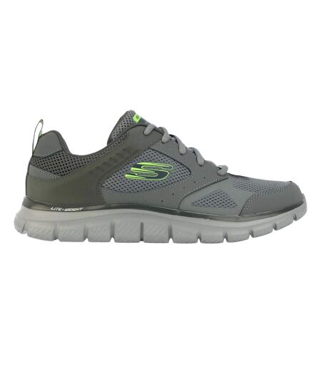 Mens track syntac coated leather trainers charcoal Skechers