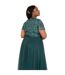 Robe Mi-longue Manches Courtes Femme Émeraude Maya Deluxe-2