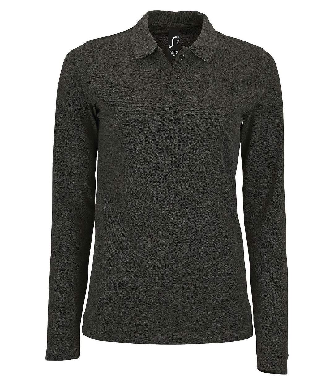 Polo manches longues - Femme - 02083 - gris anthracite chiné