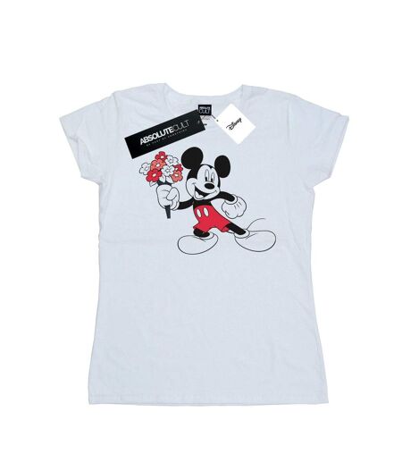 Disney T-shirt en coton Mickey Mouse Flowers Femme/Ladies (Blanc) - UTBI32640