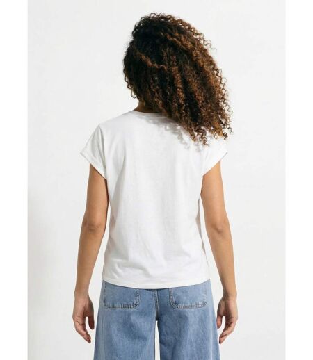 T-shirt col rond avec fleurs stylisées