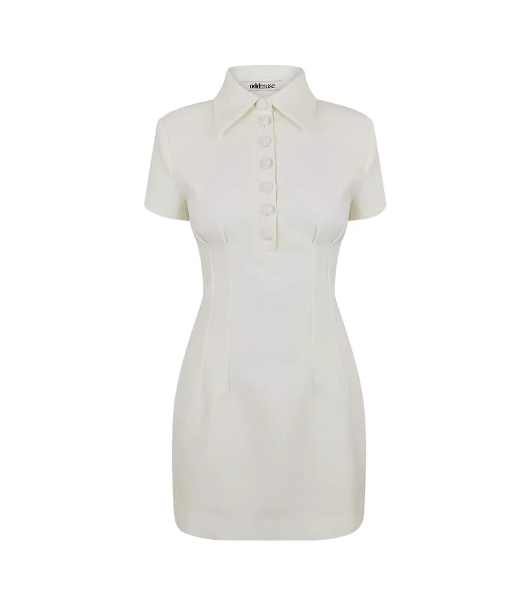 Womens/ladies Button Slim Mini Dress White Muse-2