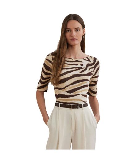 T-shirt Motif/style Imprimé Zèbre Judy Femme Crème Marron Ralph Lauren