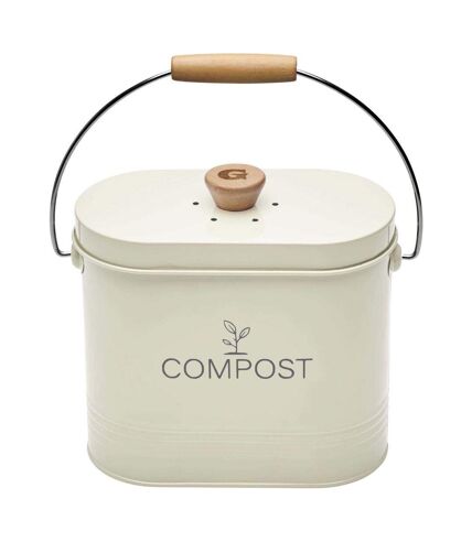 Composteur de cuisine ovale en métal avec filtre 3 litres