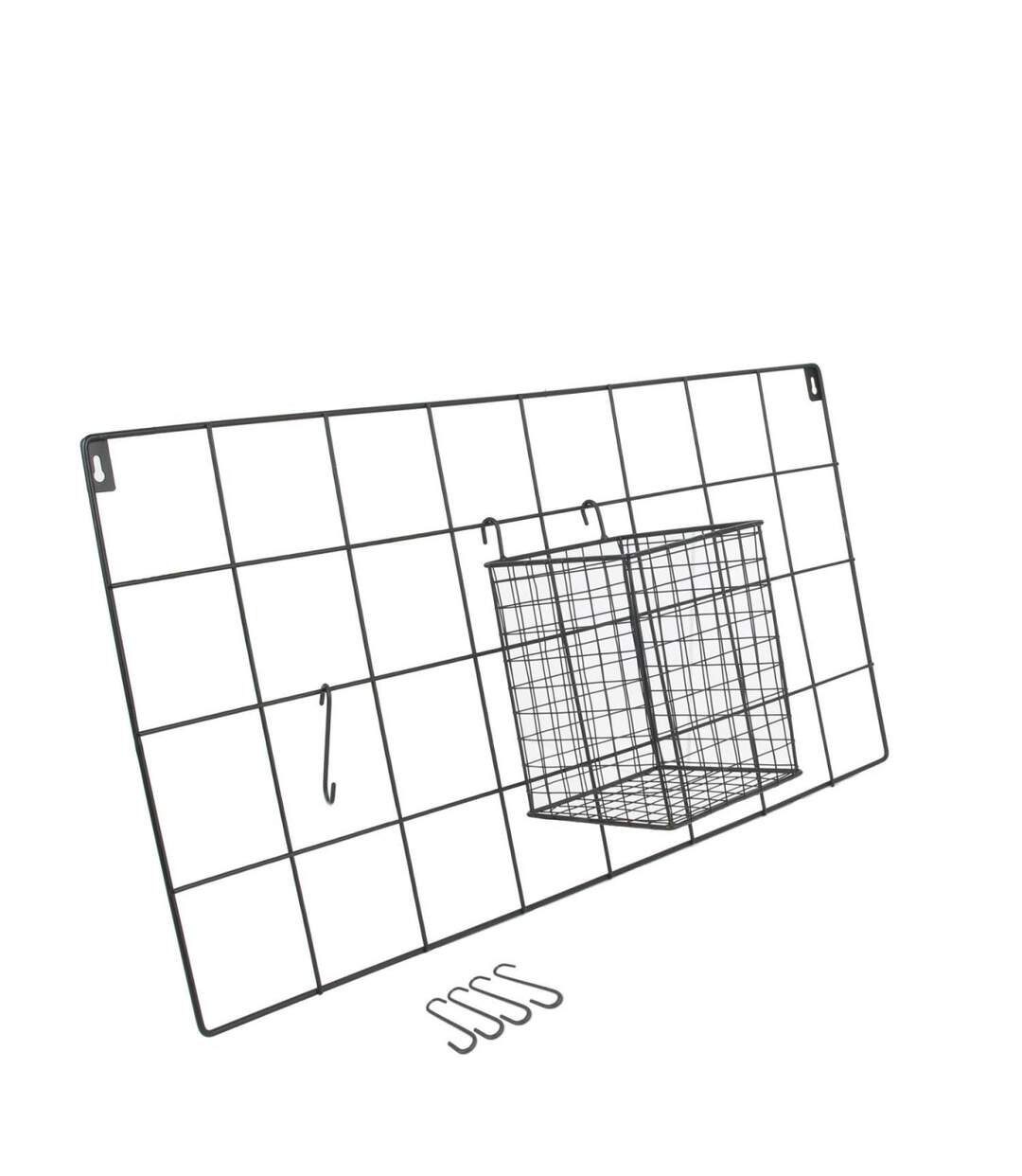 Support Mural 5 Crochets Design Filaire 60cm Noir-2