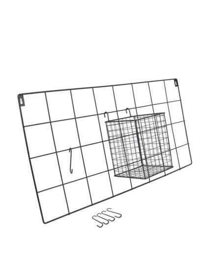 Support Mural 5 Crochets Design Filaire 60cm Noir