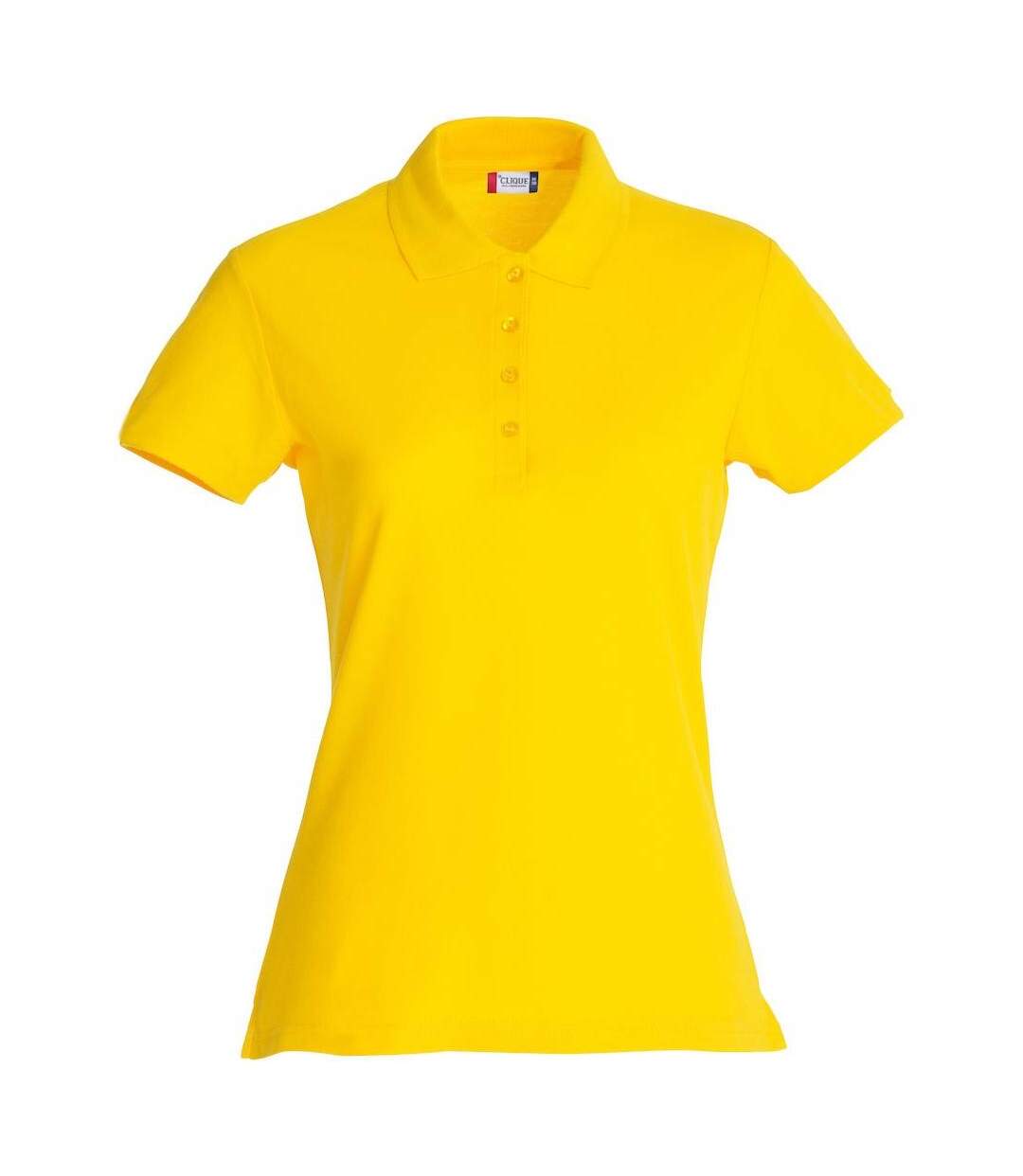 Womens/ladies Plain Polo Shirt Lemon Clique-1