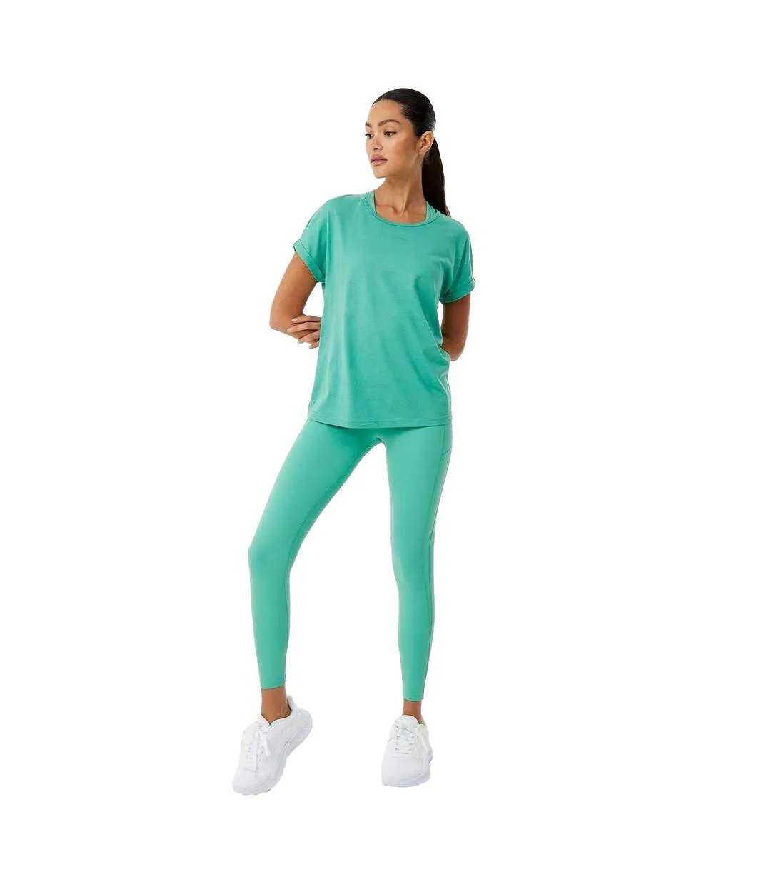 Womens/ladies Core High Rise Leggings Green USA Pro-1