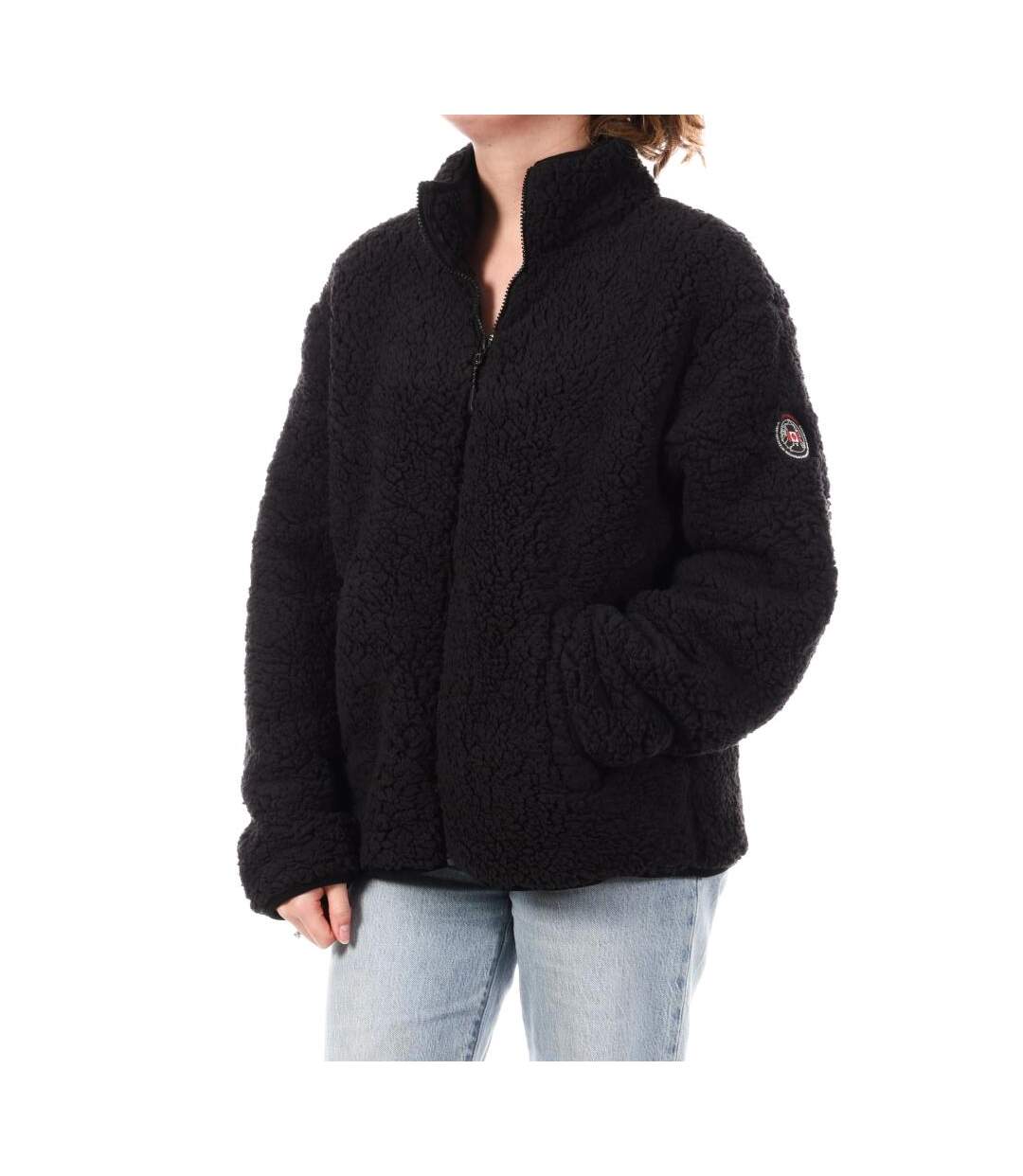 Veste sherpa noir femme full compagnie des amériques zip-1