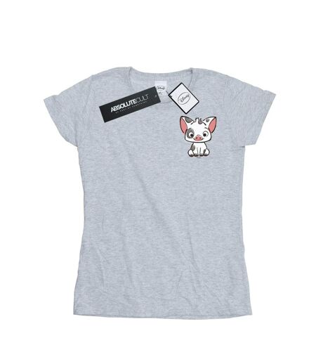 Disney Femme/Les femmes Moana Pua The Pig - T-shirt en coton imprimé poitrine (Gris sportif) - UTBI33999