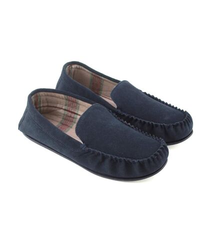 Mens harris suede moccasins navy Eastern Counties Leather