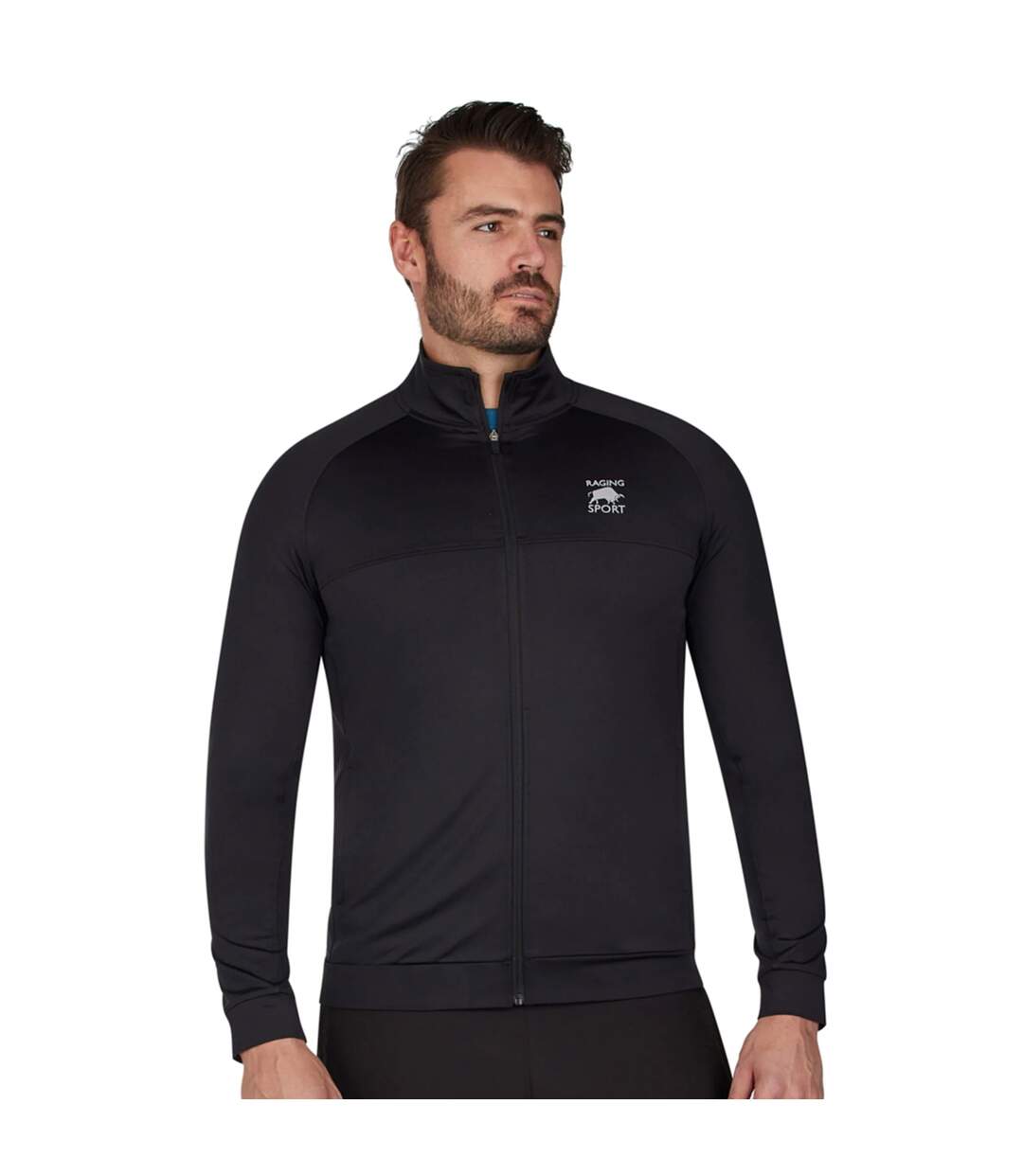 Mens Track Performance Jacket Black Raging Bull-2