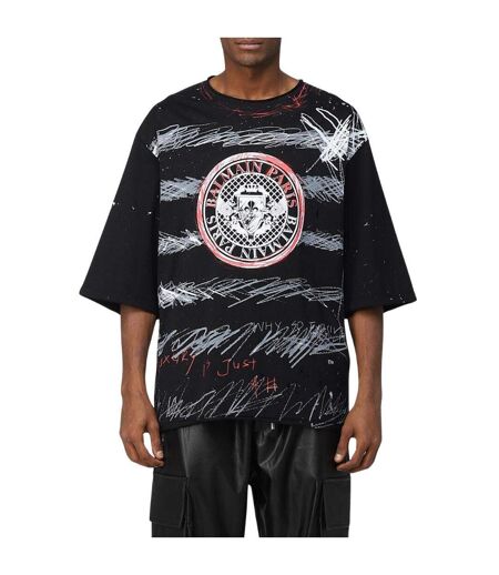 Mens Paris Graffiti Logo T-shirt Black Balmain