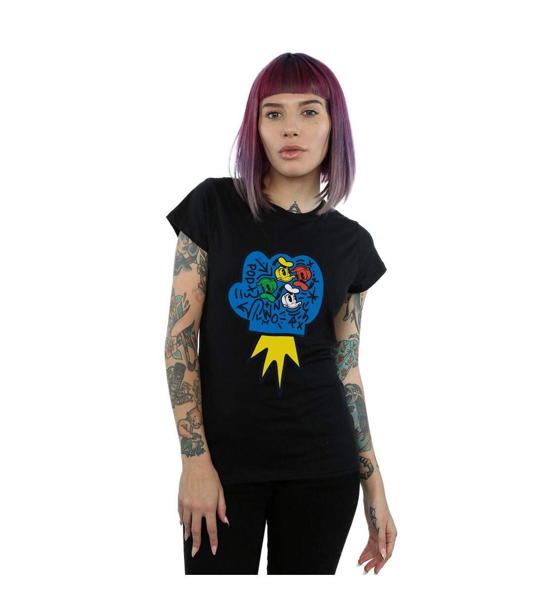 Disney Femme/Les femmes Donald Duck Pop Fist - T-shirt en coton (Noir) - UTBI32296-2