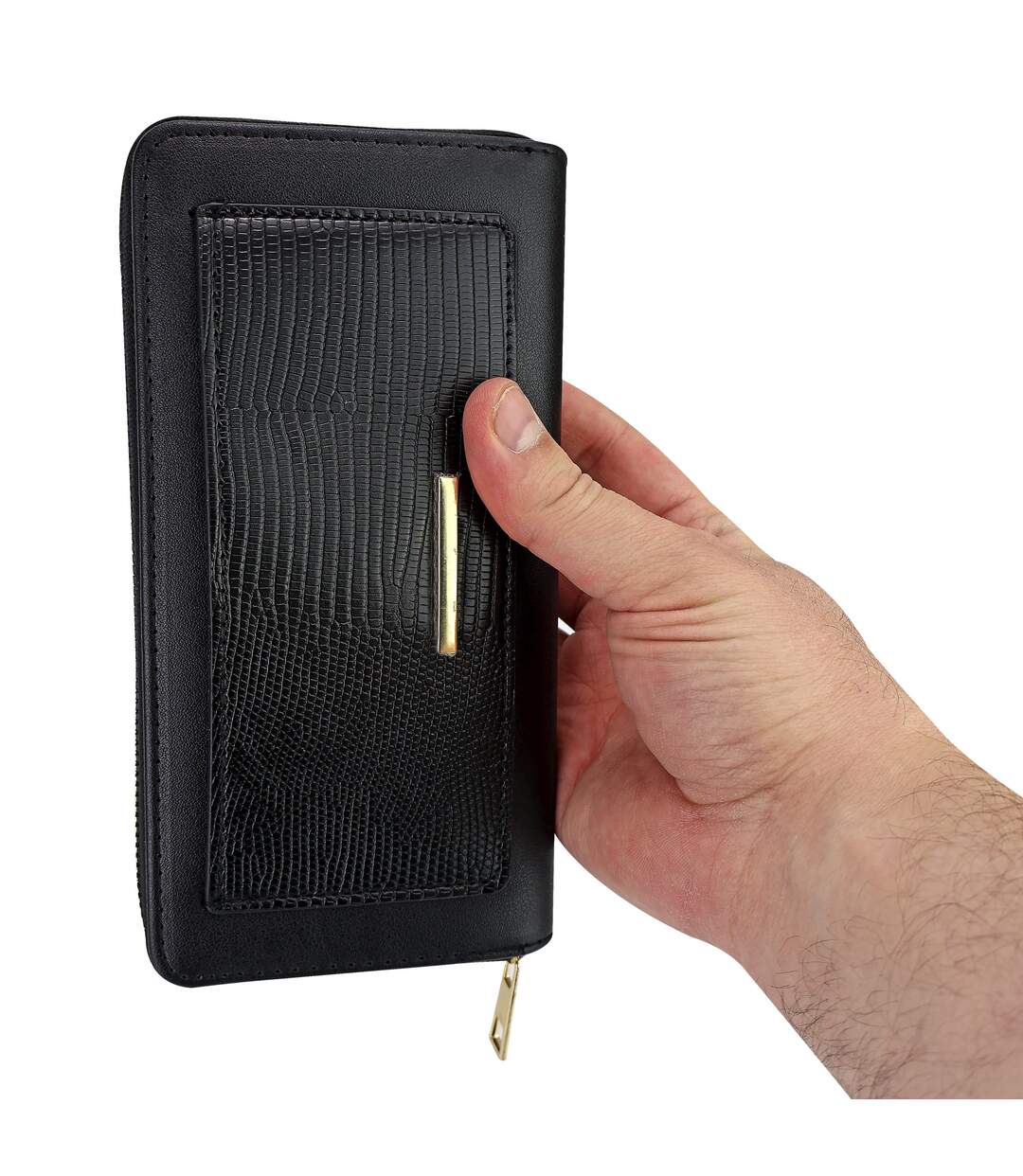 Ladies Faux Leather Wallet Large Textured Purse with Metal Detail Organiser-3