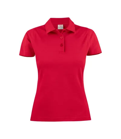 Womens/ladies Surf Light Melange Polo Shirt Black Printer