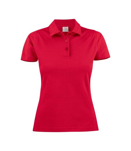 Womens/ladies Surf Light Melange Polo Shirt Black Printer