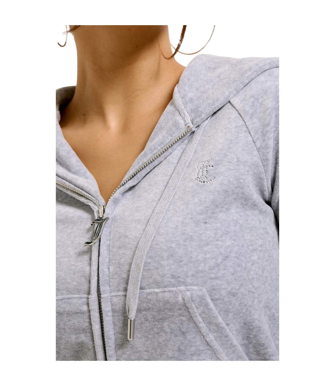 Veste À Capuche Motif/style Logo Classique Madison Femme Argenté Chiné Juicy Couture-4