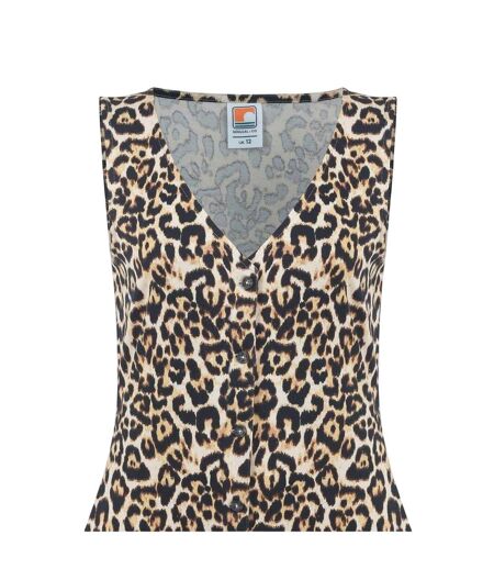 Robe Mi-longue Sans Manches Femme Beige Noir SoulCal