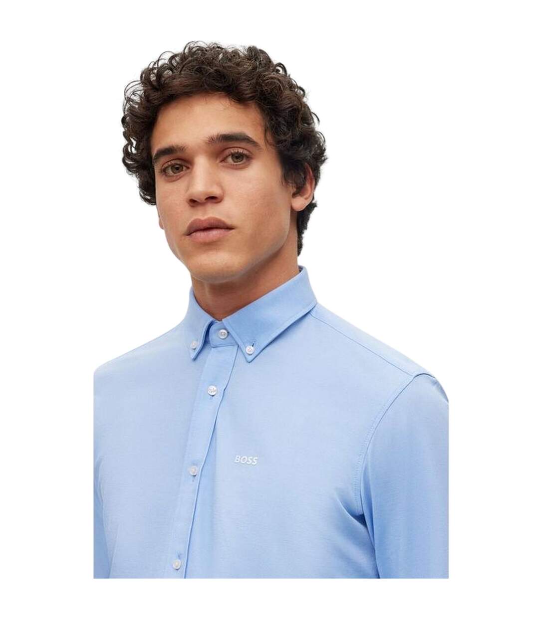 Mens Jo Embroidered Long-sleeved Button-down Shirt Sky Boss-4