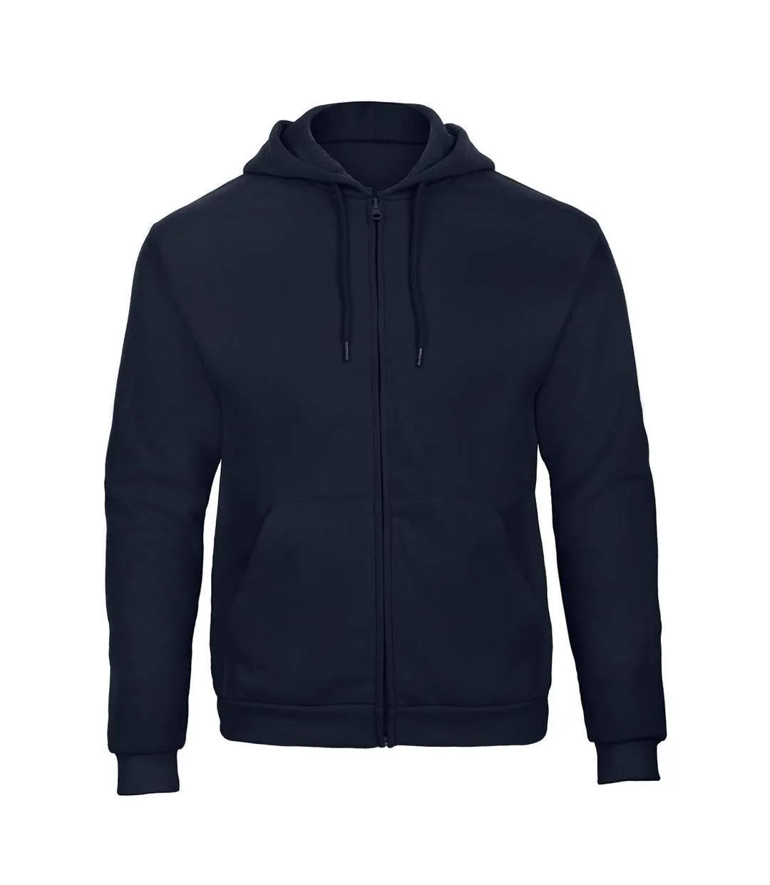 Adults Unisex Id.205 50/50 Full Zip Hooded Sweatshirt Navy Blue B&C-1