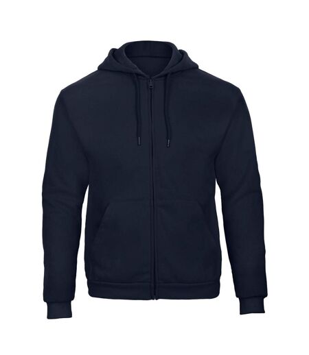 Adults Unisex Id.205 50/50 Full Zip Hooded Sweatshirt Navy Blue B&C