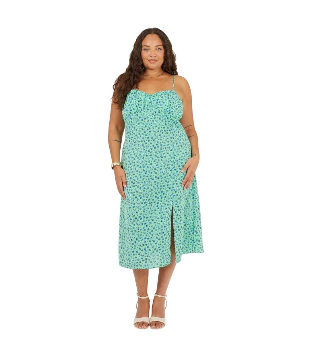 Robe Mi-longue Bretelles Fines Femme Vert Bleu Brave Soul-1