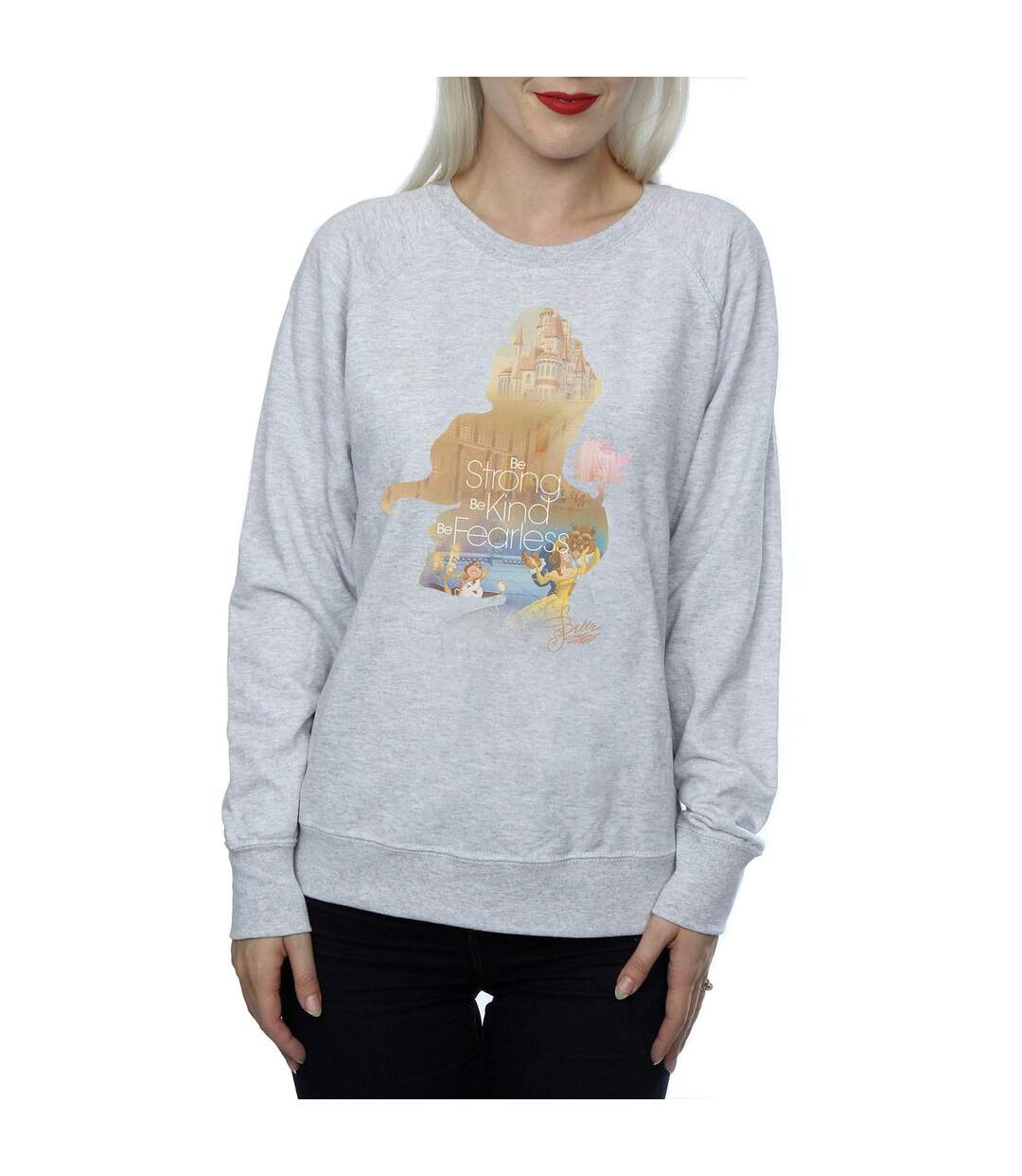 Disney Princess - Sweat BELLE FILLED SILHOUETTE - Femme (Gris chiné) - UTBI10025-3