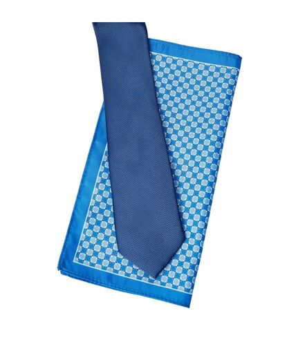 Mens geometric tie & pocket square set one size blue Burton