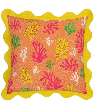 Scalloped coral cushion cover 50cm x 50cm citronelle Furn