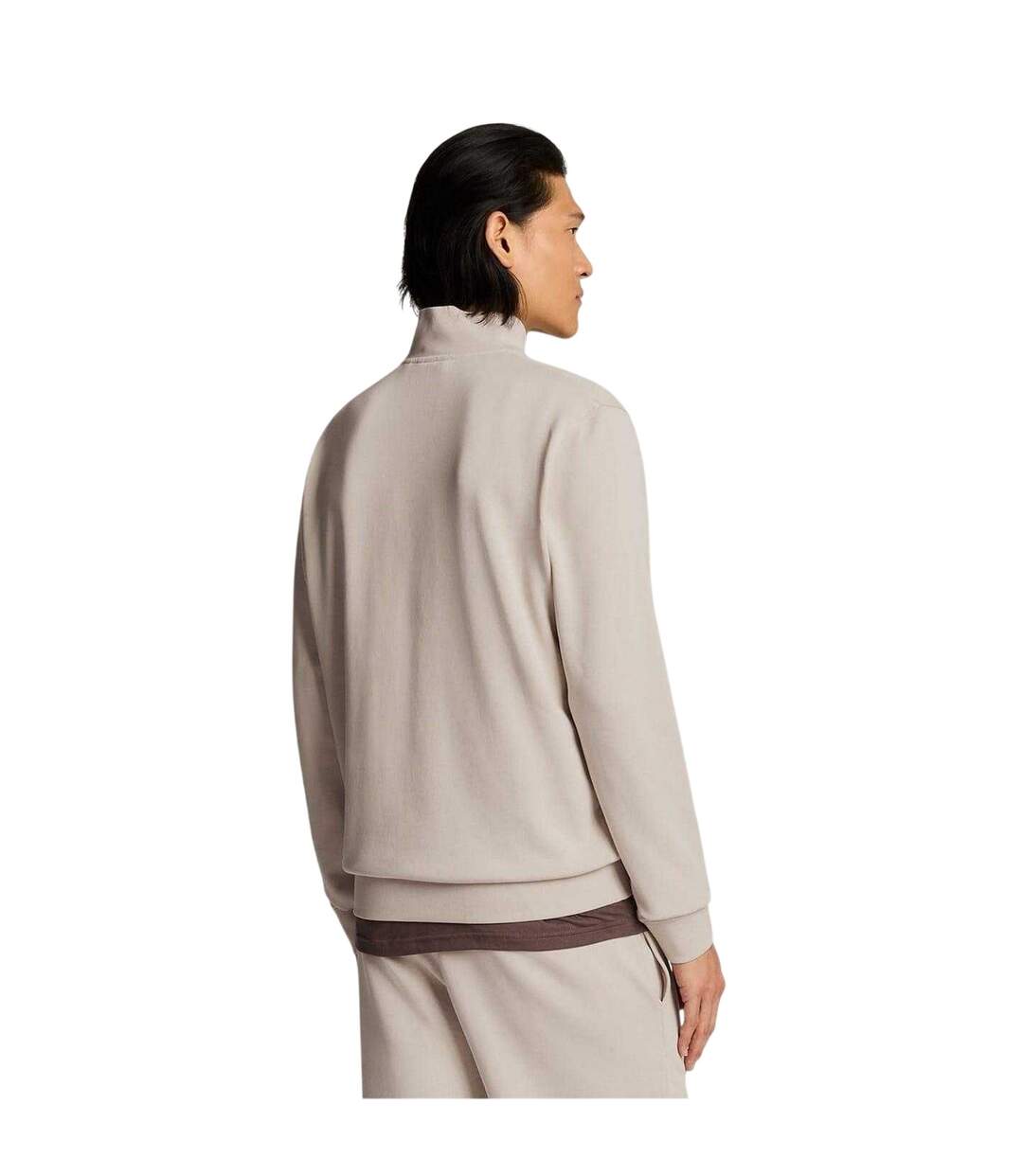 Sweat À Col Montant Zippé Motif/style Logo Brodé Adulte Blanc Cassé Lyle & Scott-2