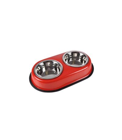 Gamelle pour Chien & Chat Double 35cm Rouge